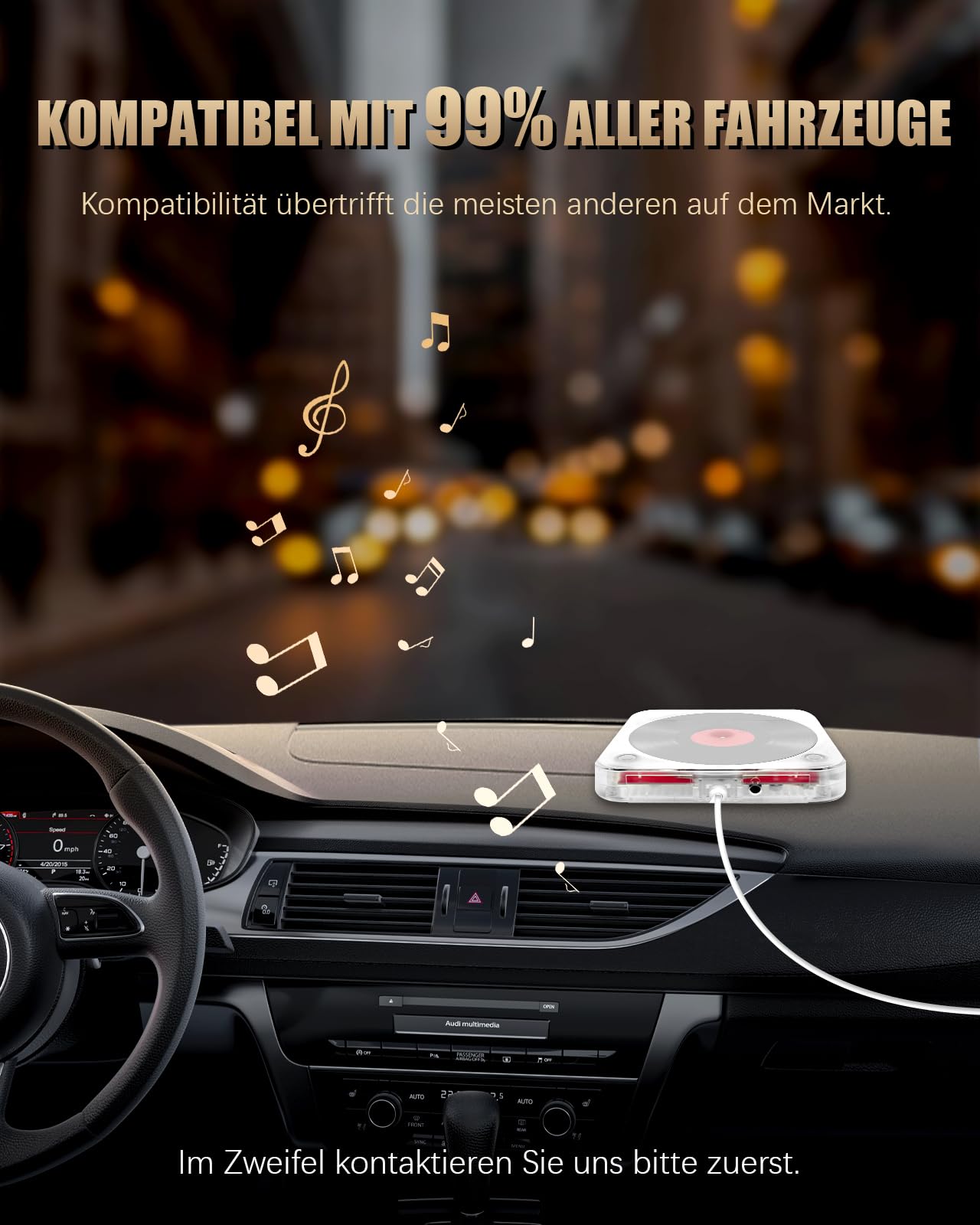 Auto CD Player mit USB-Anschluss, Universal Extern CD Player für Auto PKW LKW, Extra 1M USB-Verlängerungskabel, Externes CD Laufwerk für Laptop, PC, Fernseher, kompatibel mit Android Autoradio