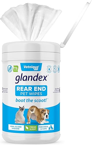 Toallitas Vetnique Labs Glandex limpieza y desodorización de glándulas analescon vitamina E para perro y gato