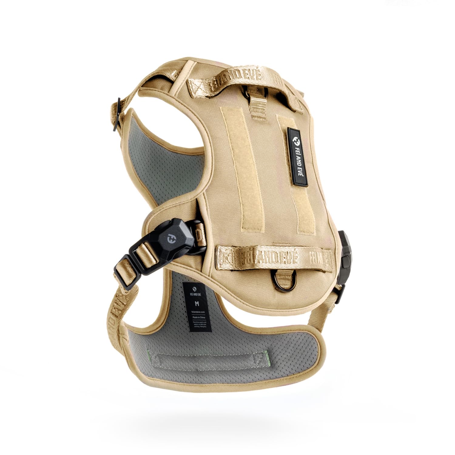 2025 New Edition, Fei & Eve MagEase Dog Harness - 3-Second Magnetic Buckles | 3-Point No-Pull Control | Heavy-Duty 900D Nylon | Dual Safety Handles | Breathable Mesh | Adjustable Fit, Medium,Champagne
