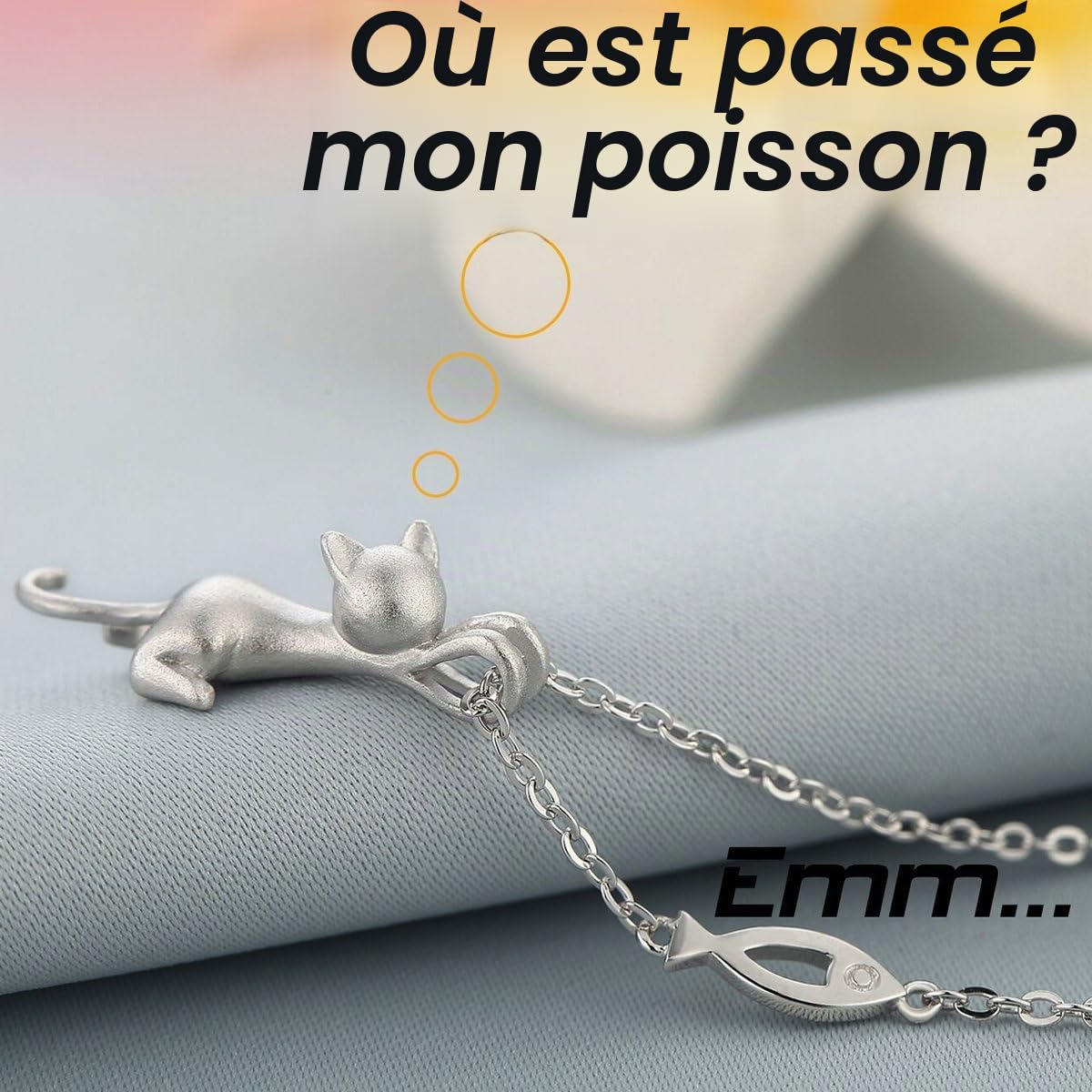 18K Or Blanc Plaqué Pendentifs Chat Femme Collier Argent 925 Femme Pendatif Femme Cadeau Pour Femme Fille Cadeau Femme