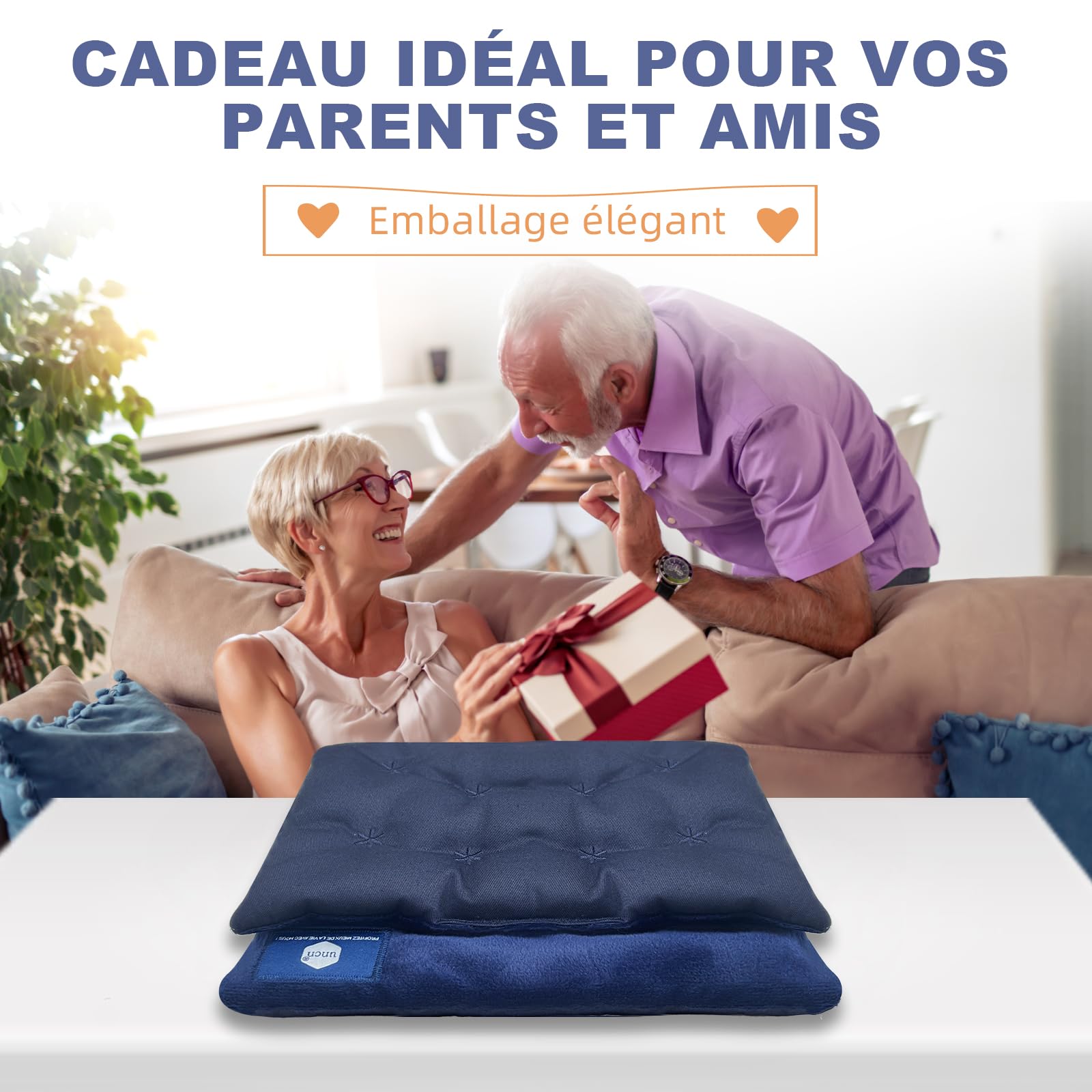 uncn Coussin Chauffant Micro Onde, Bouillotte Micro-onde, Graine de lin,noyaux cerises,grande poche chauffante nuque epaule et dos,cervicales,ventre coton, chaleur humide pour compresse froide38*23cm