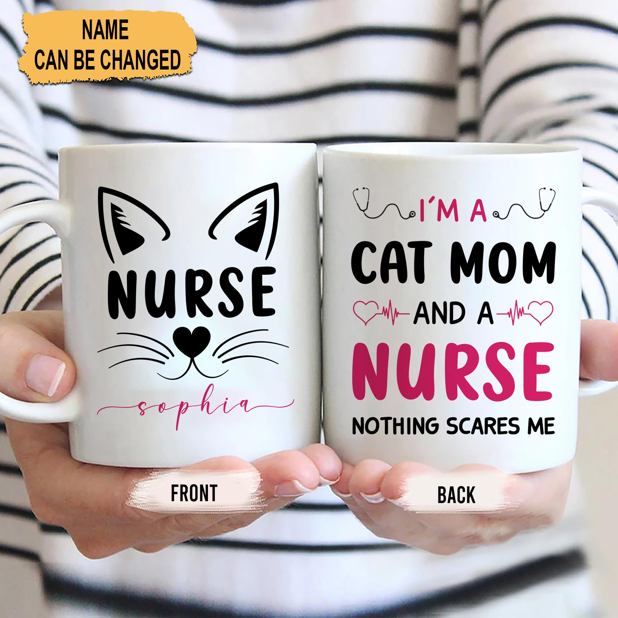 Hyturtle Personalized Cat Mug Gift For Nurses - Nurse Gifts For Women RN LNP Coworker - Pet Nursing Student Graduate Practitioner Nurse Week Birthday Gifts - Custom Coffee Cup Ceramic Mug 11oz -15oz