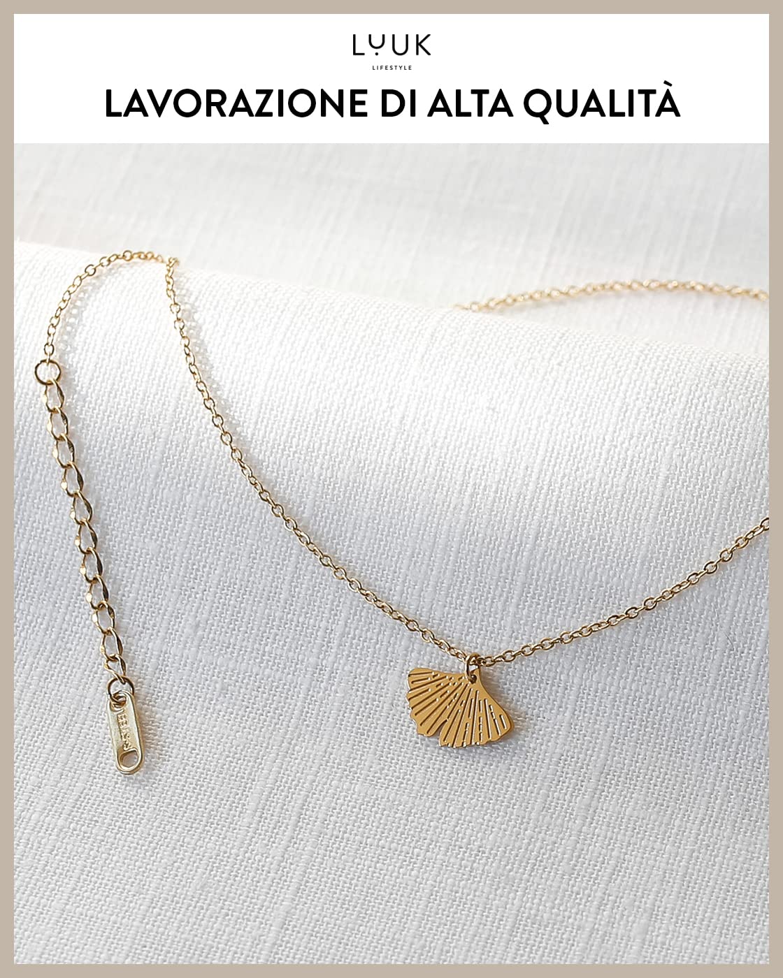 LUUK LIFESTYLE Collana con Ciondolo con carta HAPPINESS, 50cm | Ciondolo Diverso, Acciaio Inossidabile, Impermeabile, Ipoallergenico, Catena Regolabile, Regalo per Lei, Donna