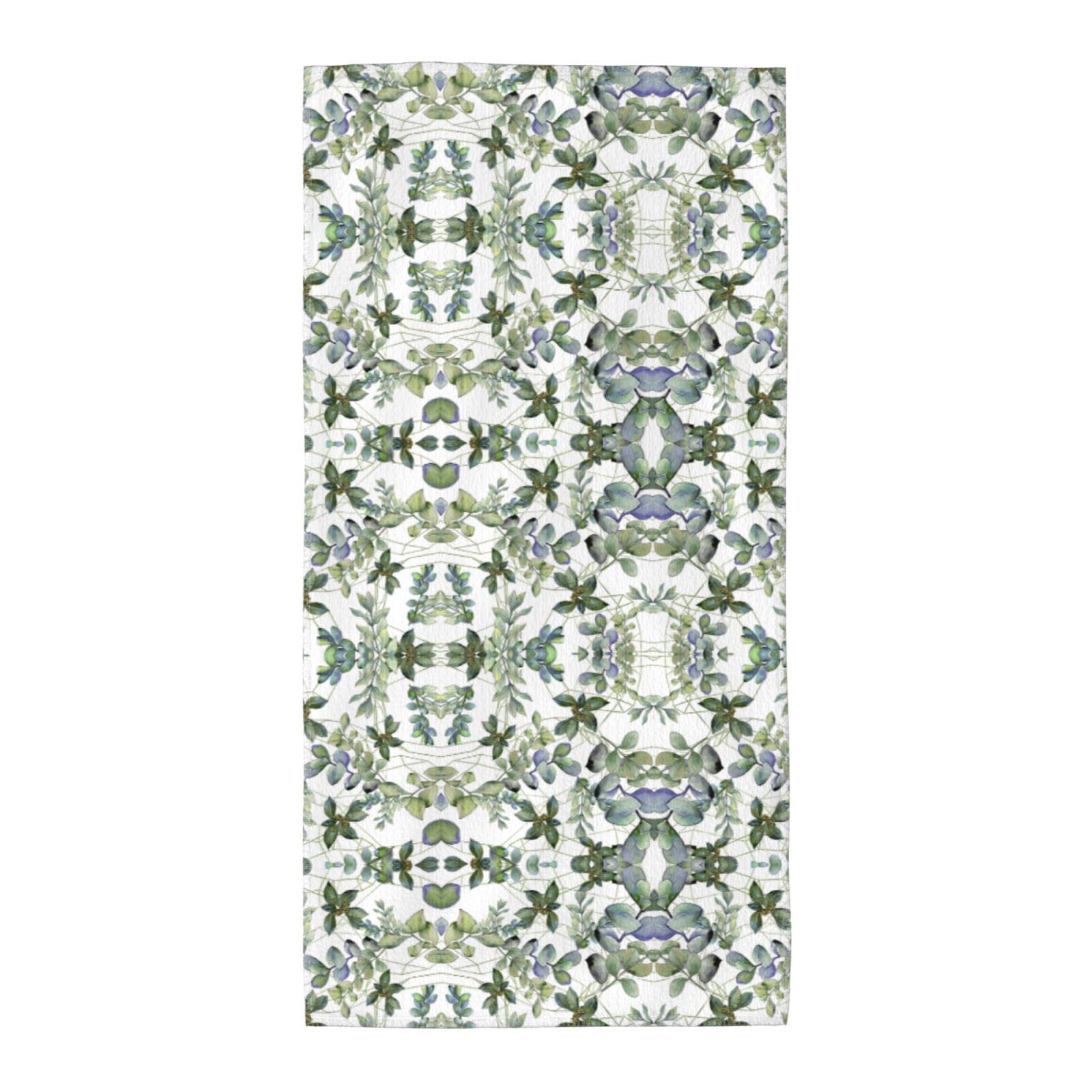 DIEzig Green Eucalyptus Leaves Fashion Printed Long Bath Towel For Pool Side Seaside Holiday
