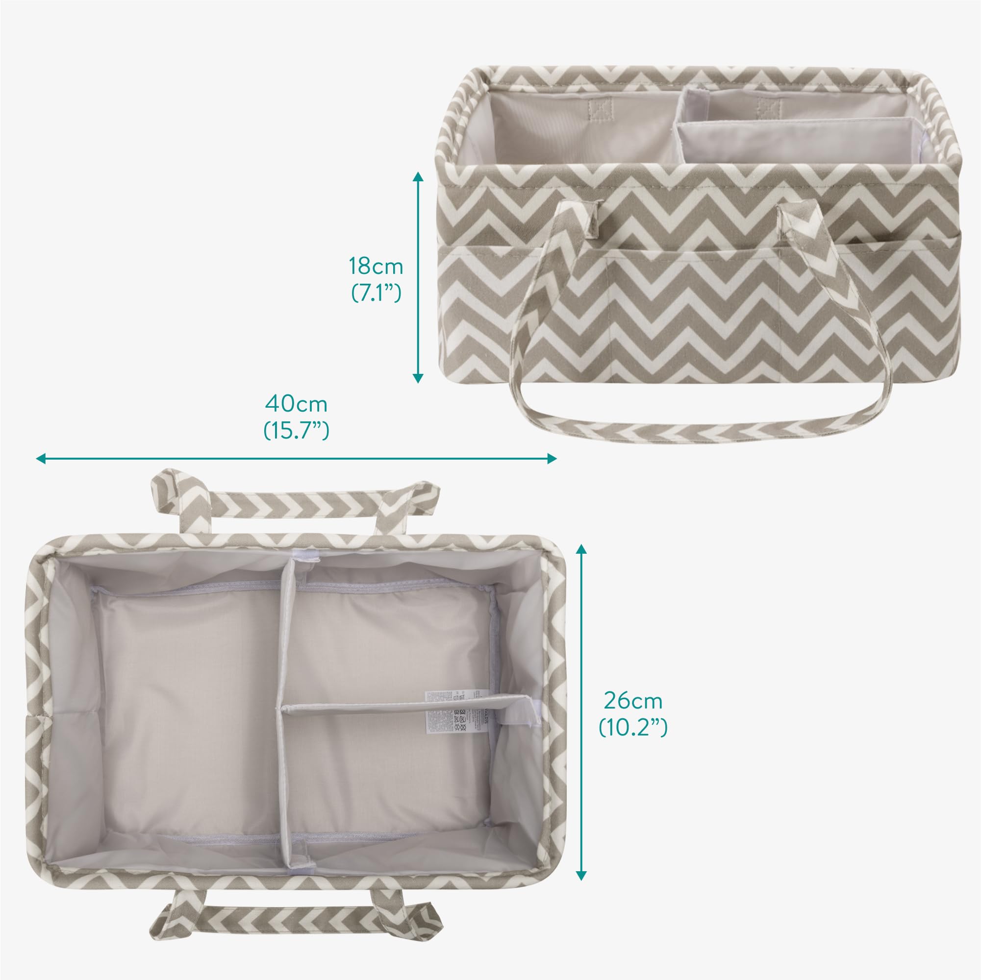 Navaris Cestino Porta Pannolini - Organizer Fasciatoio Portapannolini - Pratico con 10 Tasche Laterali - Cesto Contenitore con Rivestimento Interno Impermeabile - Design con Onde