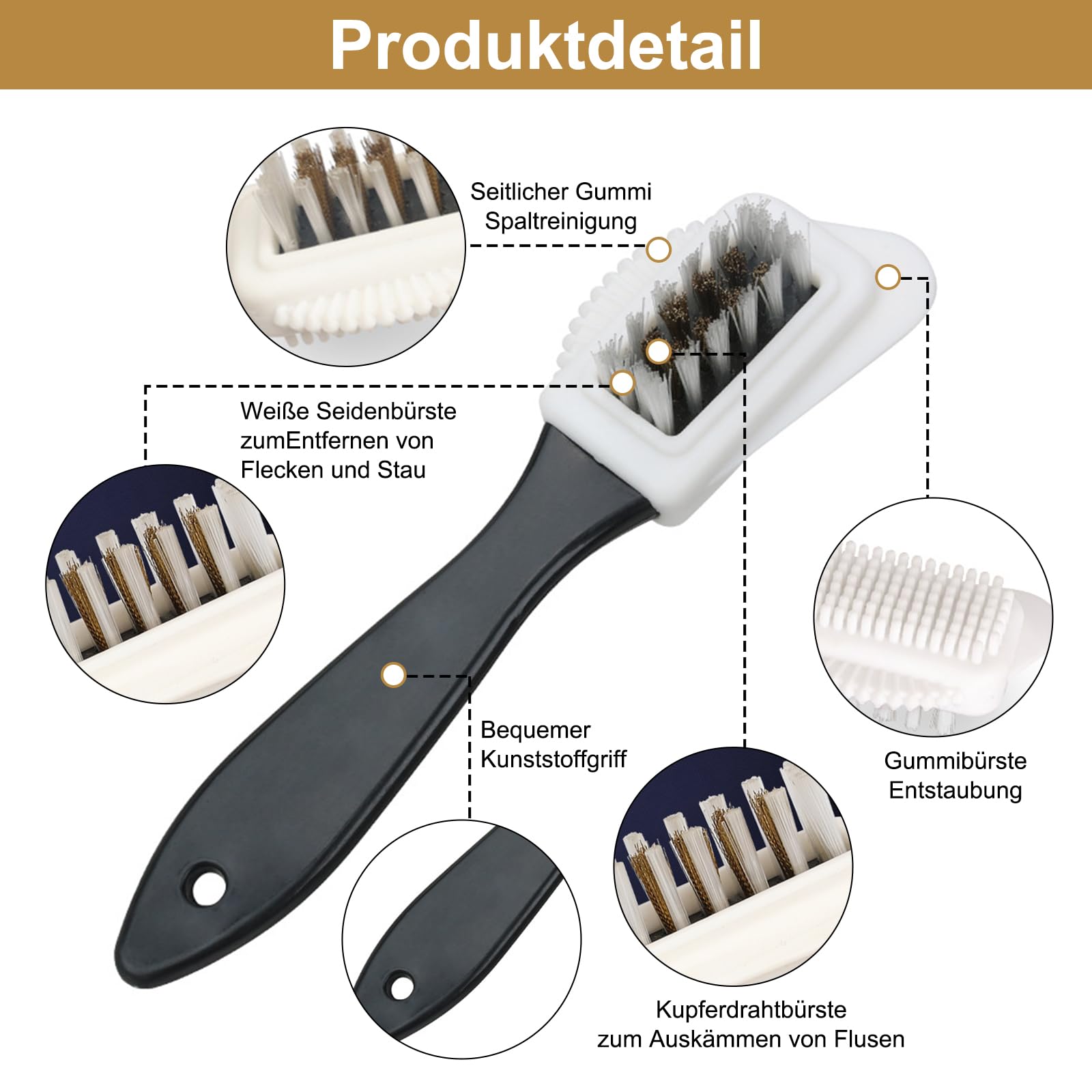 Set Di 3 Spazzole Per Scarpe Scamosciate E Pelle - Con Gomma Pulente - Foto 6