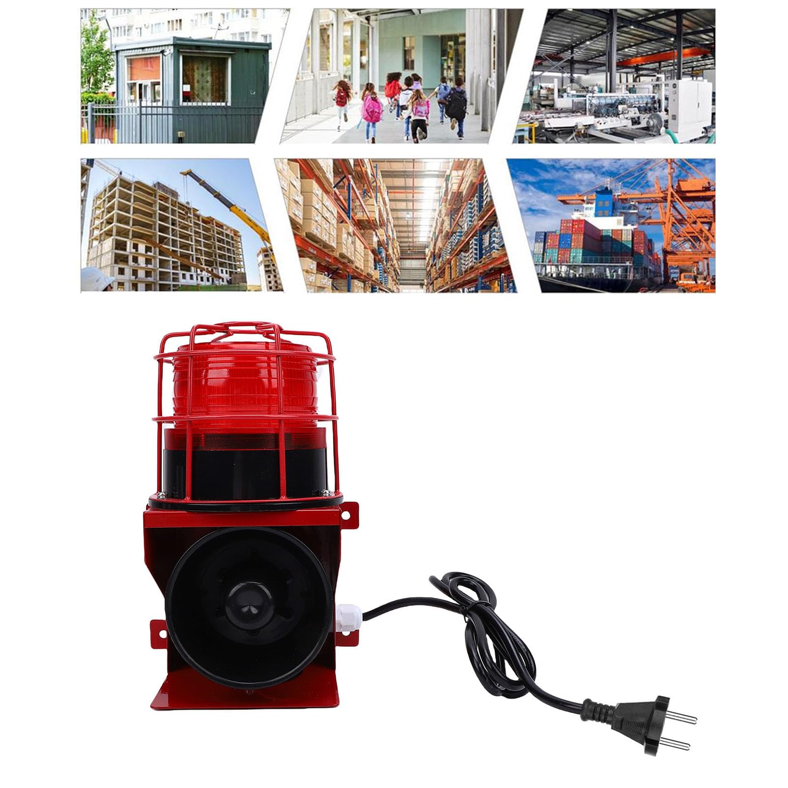 Aramox Sirena Sirena Industriale con Luce Stroboscopica da 20 DB, Allarme | Alloggiamento in Lega di Alluminio, Impermeabile IP55, Montaggio a Parete, per Miniere, Cave, Cantieri