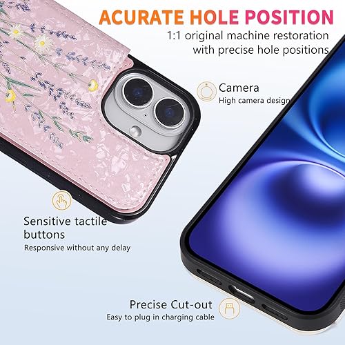 Miniatura 280 de UEEBAI Funda tipo cartera para iPhone 15 Pro Max con tarjetero, cubierta de cuero PU con soporte, bloqueo RFID, doble cierre magnético, relieve de