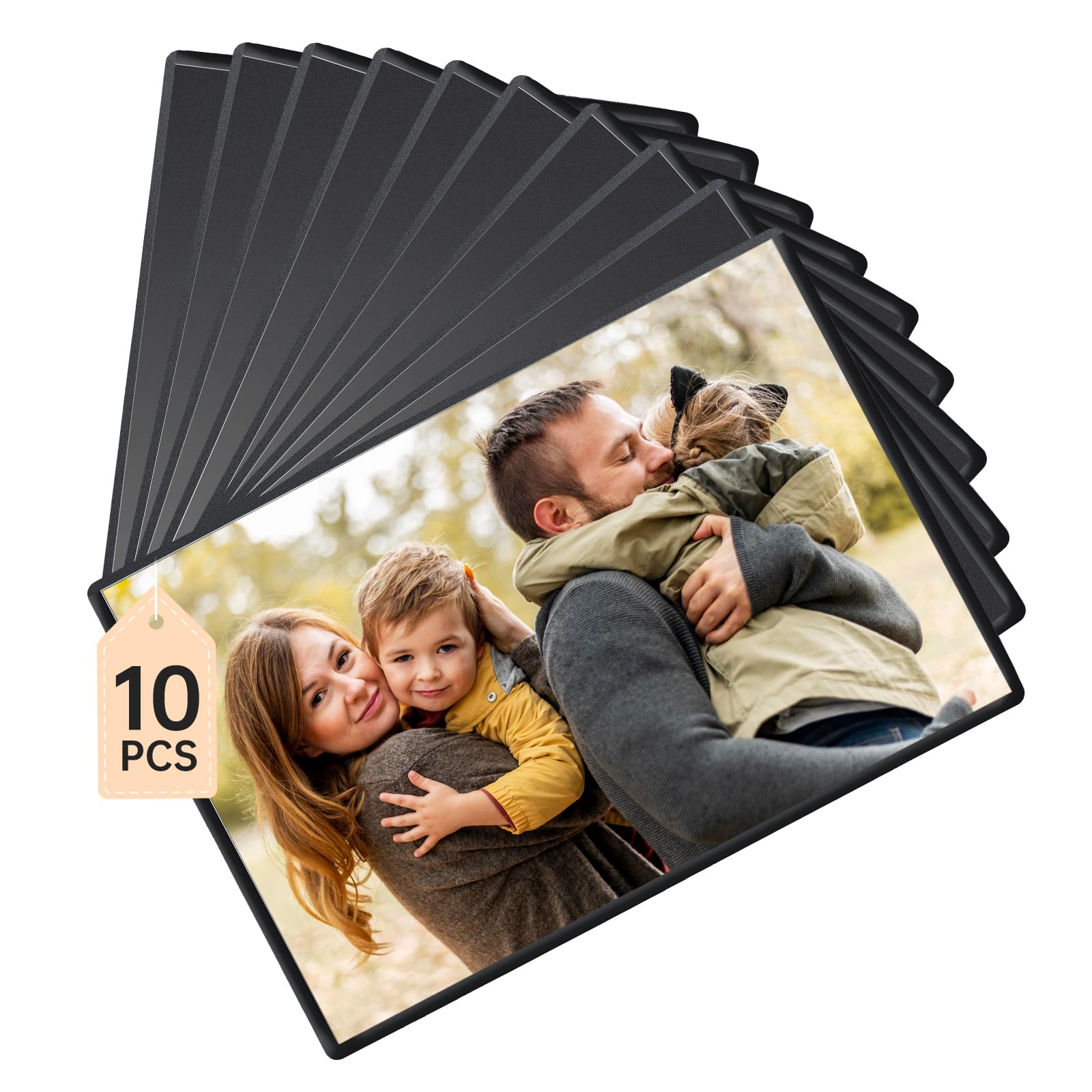 FRETONBA 10 Piezas Marco de Foto Magnético para Refrigerador, 15 x 10 cm Bolsas Magnéticas para Fotos, Marcos para Fotos Collage para Nevera y Superficies de Metal, Negro