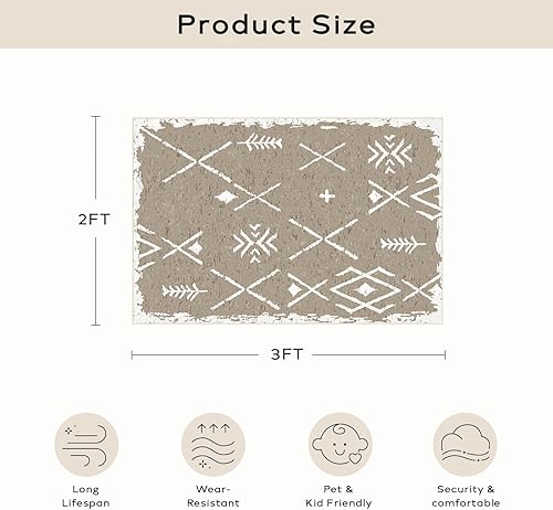 Miniatura 261 de Ashler - Alfombras bohemias vintage de 5 x 8 pies para sala de estar, lavables a máquina con parte trasera antideslizante, alfombra para interiores