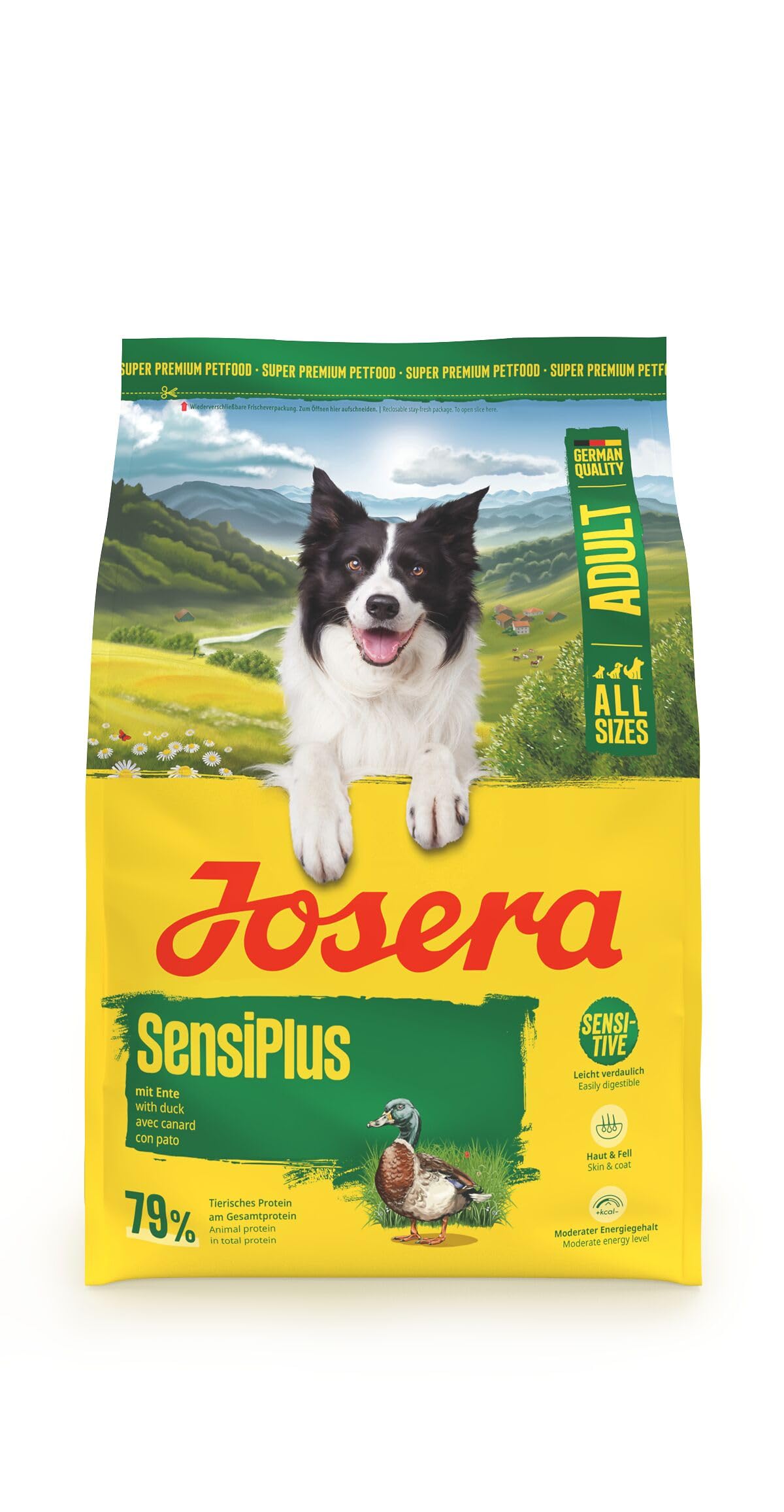 JOSERA SensiPlus Pato & Arroz (1 x 3 kg) | Adulto | Pienso seco prémium para Perros Adultos sensibles | con Mucha biotina para una Piel y Pelaje sanos | fácil de digerir | sin Gluten | 1 Pack