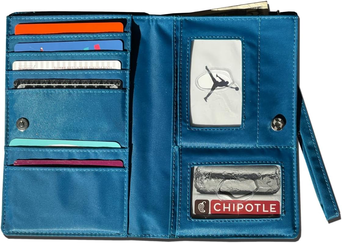 RFID Blocking Nylon Plus-Sized MyPhone Wallet with Wrist Strap