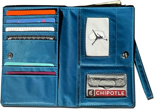 Miniatura 5 de Big Skinny MyPhone - Cartera delgada con bloqueo RFID para mujer tamaño grande con capacidad para hasta 20 tarjetas azul océano