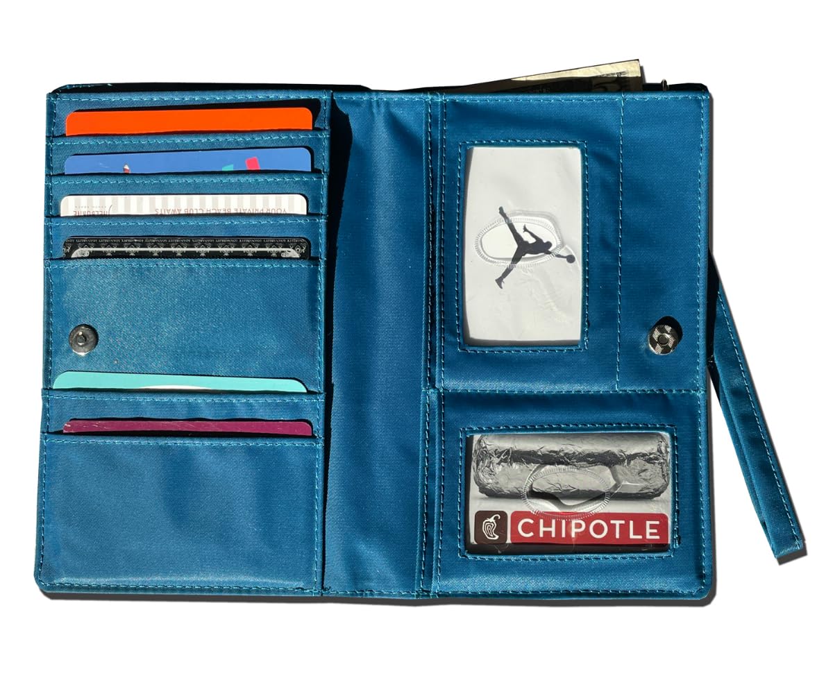 MyPhone - Cartera delgada con bloqueo RFID para mujer, tamaño grande, con capacidad para hasta 20 tarjetas, azul océano 5