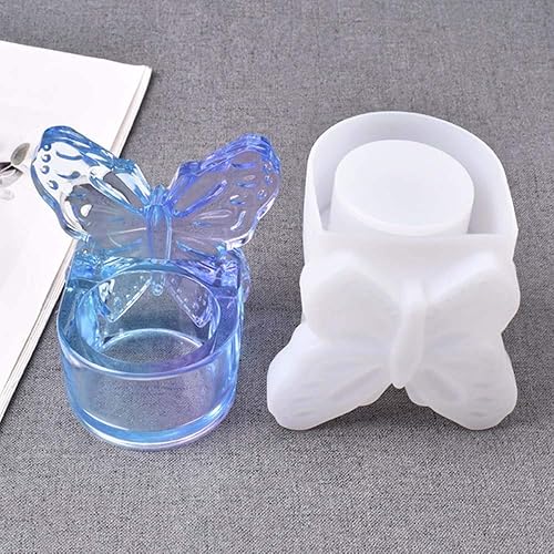 Miniatura 6 de Caja de almacenamiento de mariposa molde de resina de silicona 3D mariposa té luz portavelas moldes de fundición de silicona epoxi caja de