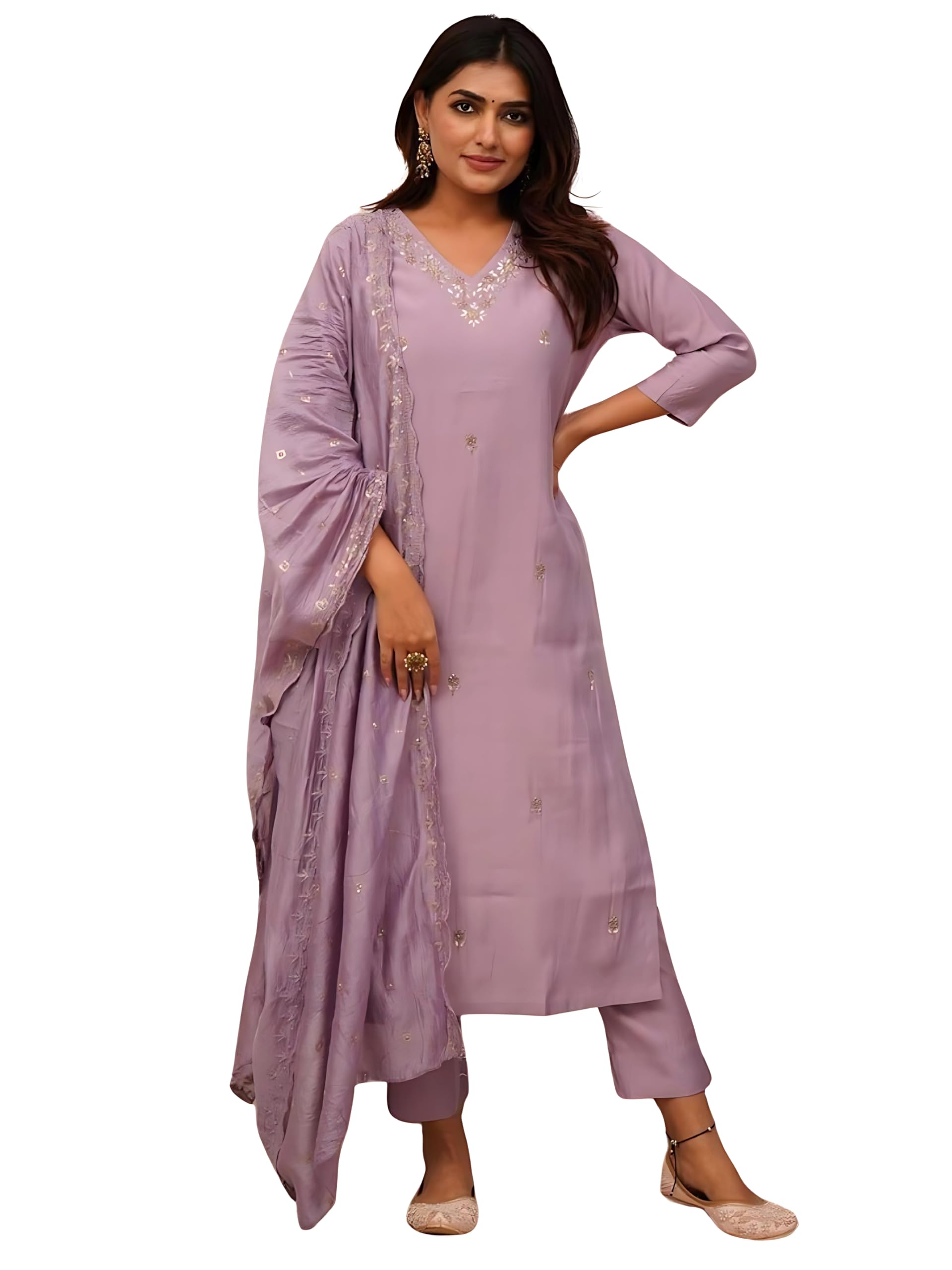 naixa Women's Viscose Embroidered Straight Kurta with Pant and Dupatta Sets (NX-461)-picture-55