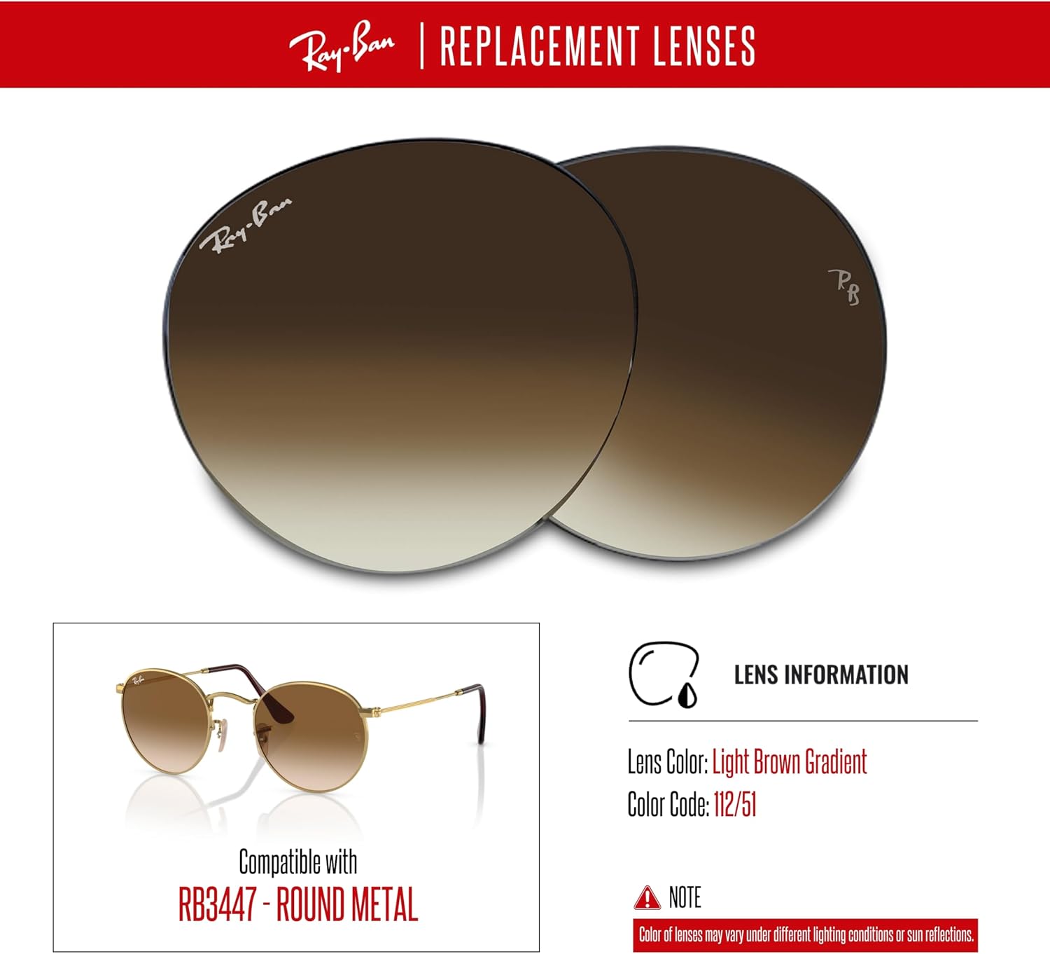 Ray-Ban Original ROUND METAL RB3447 Replacement Lenses +BUNDLE with ACCESSORY EYEWEAR KIT