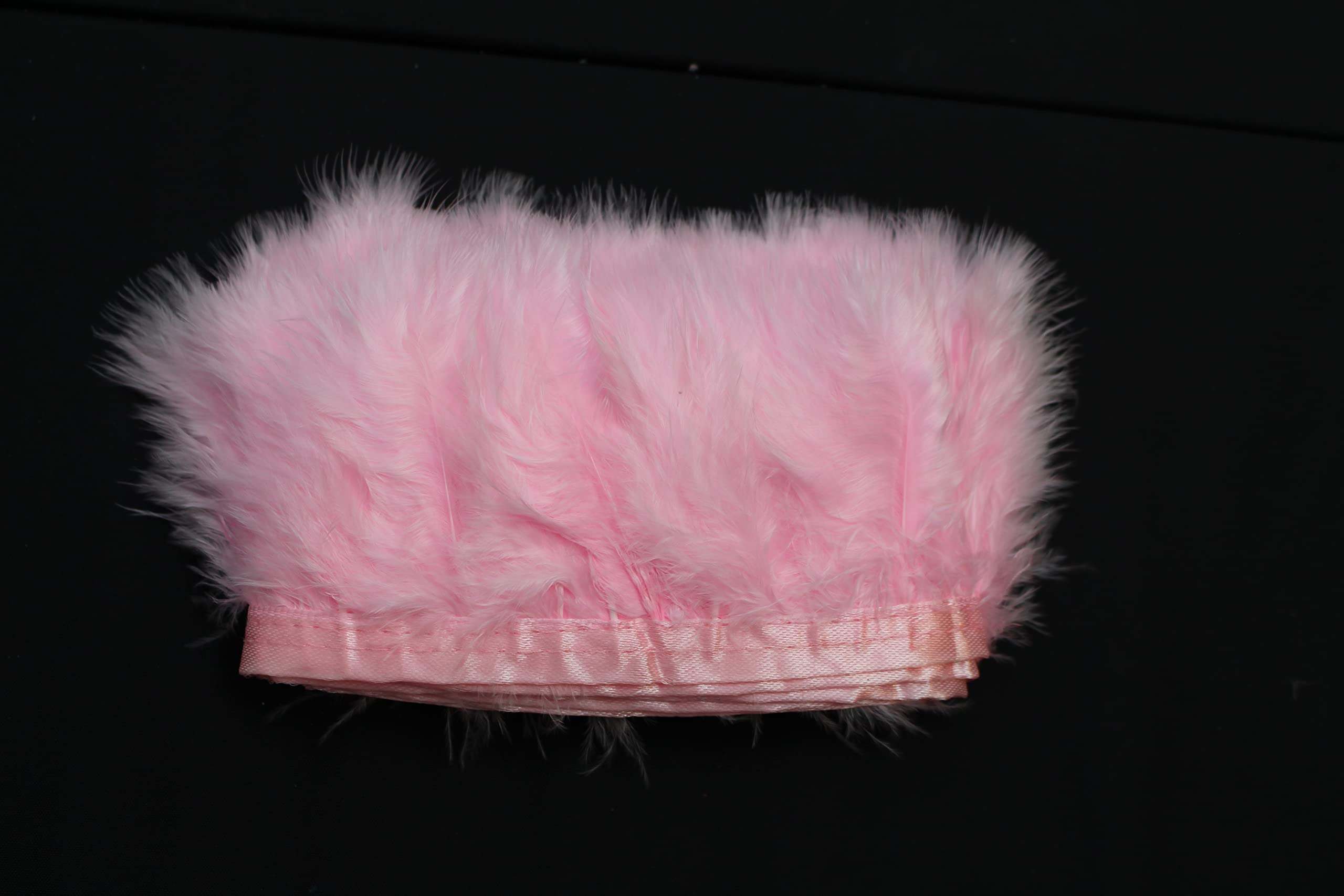 Flydream Feather2 Yard Long Turkey Fluff Fringe Trim, 3"-4" Height Accessories, DIY Decorative Material (Baby Pink Color)