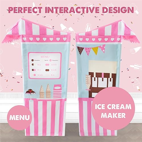 Miniatura 6 de Carrito de helados tienda de juegos portátil y 3 alimentos de simulación 49 pulgadas de alto carrito de negocios colorido para niños para el