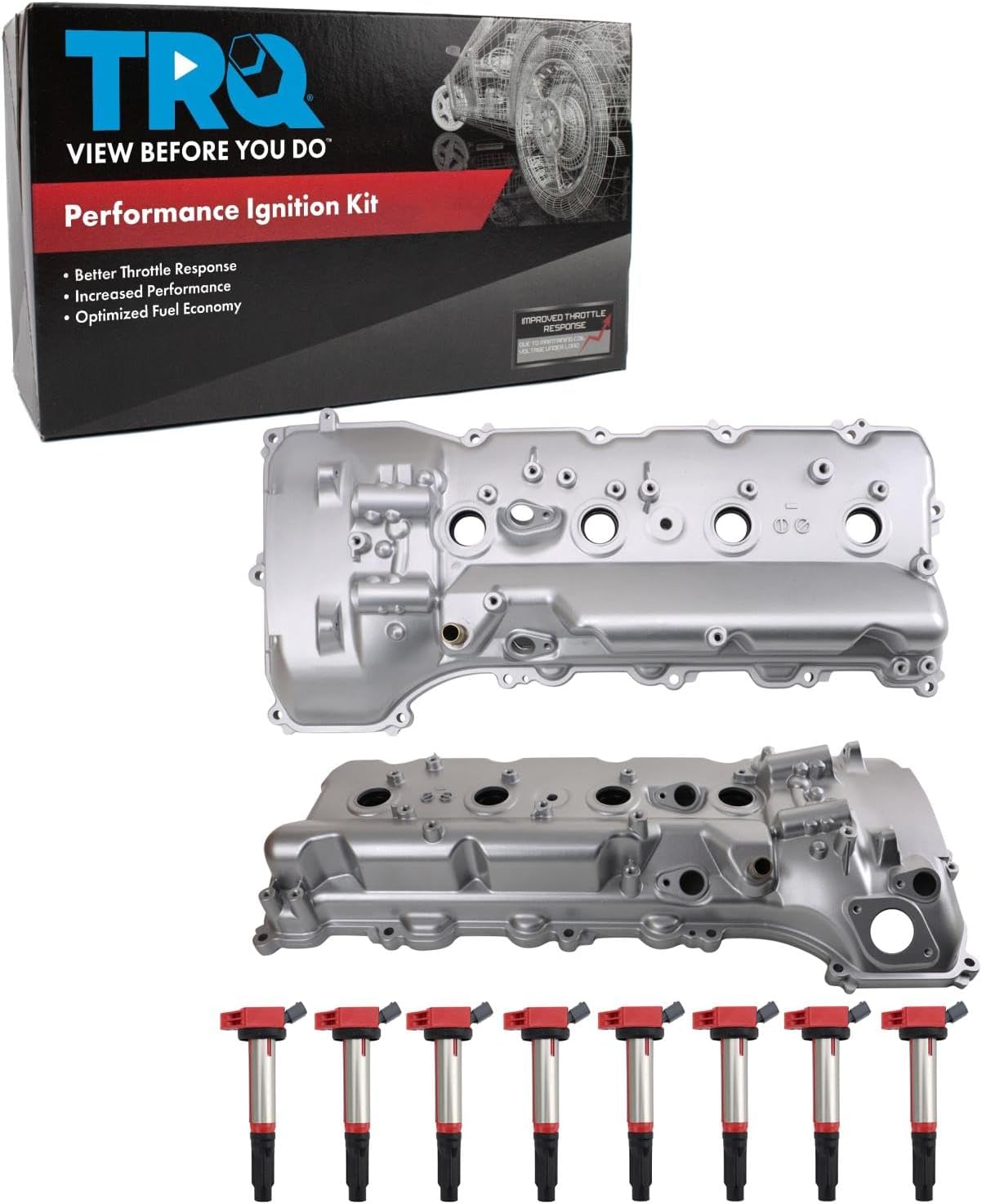 TRQ Ignition Coil Kit 10 Piece Valve Cover Compatible with 2008-2021 Lexus LX570 2008-2021 Toyota Land Cruiser 2008-2011 Sequoia 2007-2013 Tundra