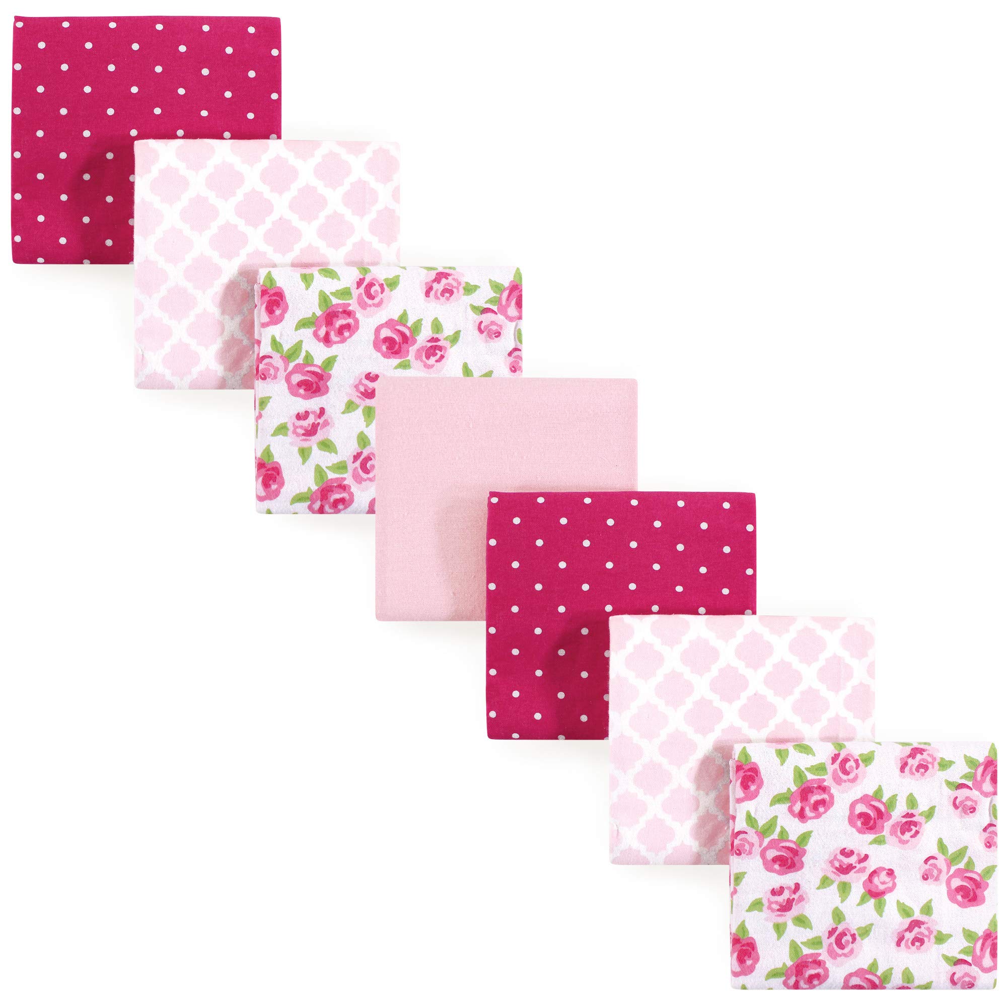 Hudson Baby Unisex Baby Cotton Flannel Receiving Blankets Bundle, Rose, One Size