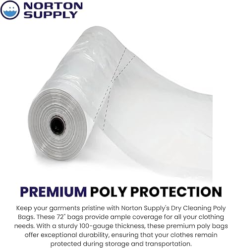 Vista 19 de Norton Supply Bolsas de polietileno para limpieza en seco, cubierta de plástico transparente para ropa, 30 pulgadas de largo, grosor de calibre 100