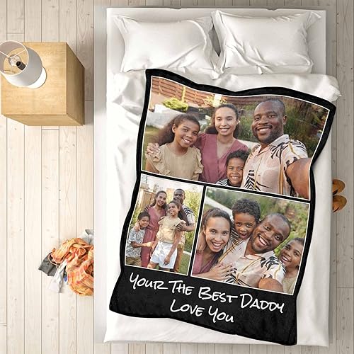 Miniatura 4 de YESCUSTOM Manta personalizada con texto fotográfico, manta personalizada para el día del padre, manta ligera para cama, sofá, sala de estar, hecha