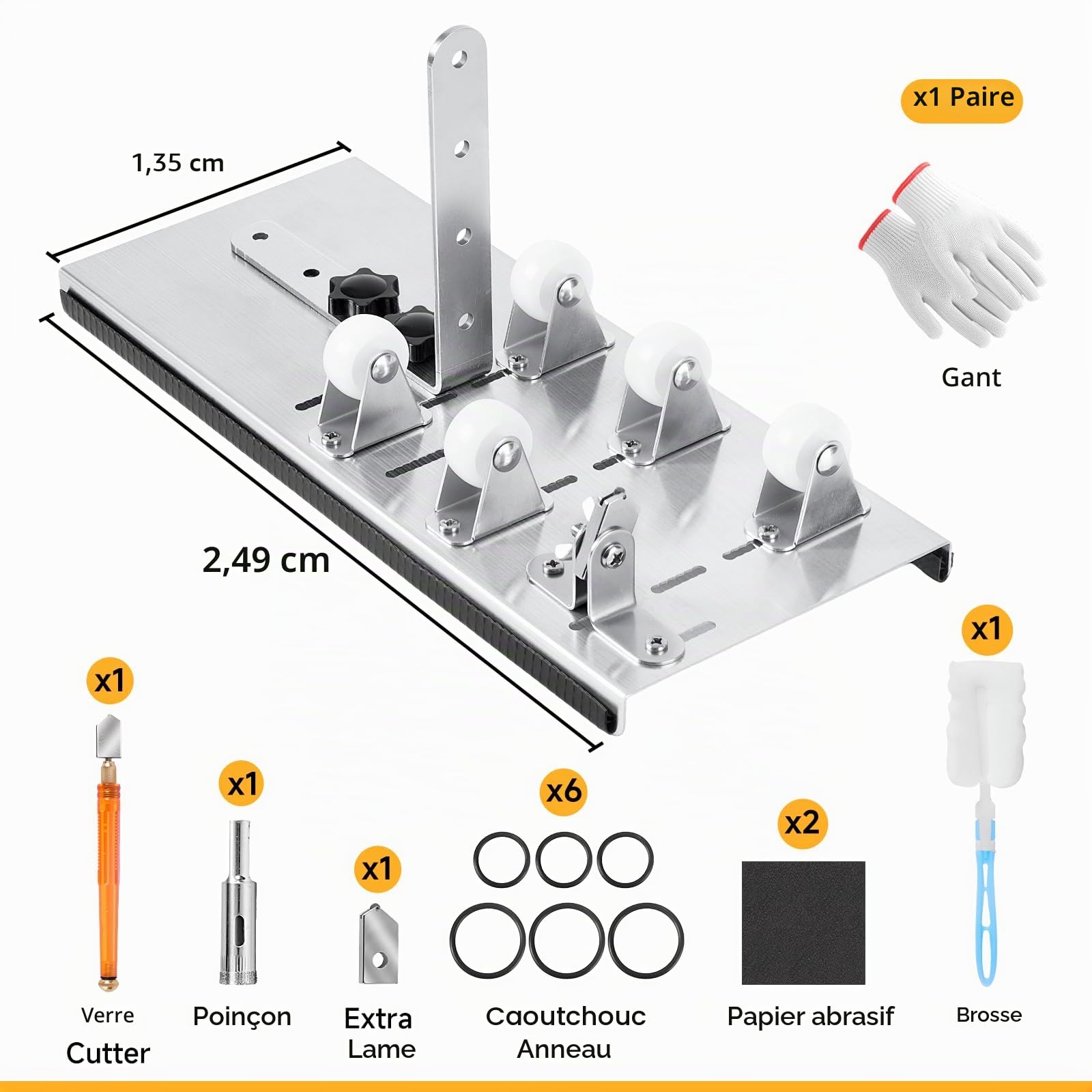 Kit de coupe pour bouteille en verre réglable Outil de bricolage, ensemble de machine de découpe en acier inoxydable pour vin bière alcool whisky alcool champagne bouteilles rondes de soda