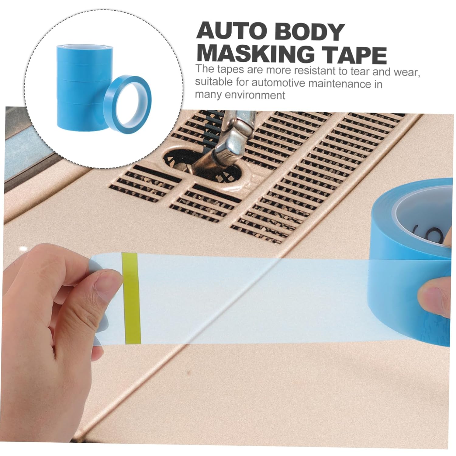 5 Rolls Car Masking Tape Assorted Widths Pet Material High Temperature Resistant Auto Paint Tape for Curved Surfaces Adhesive for Automotive and DIY Projects Random Color