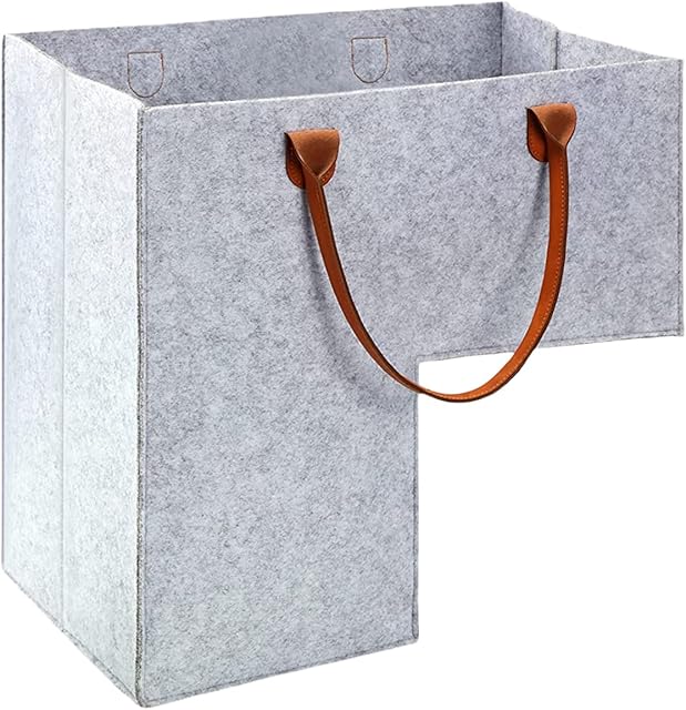 ANFUTON Staircase Baskets for Storage,Home Stair Storage Bag with Handles,Foldable Stair Ladder Organizer Basket (Light Gray, One Size)