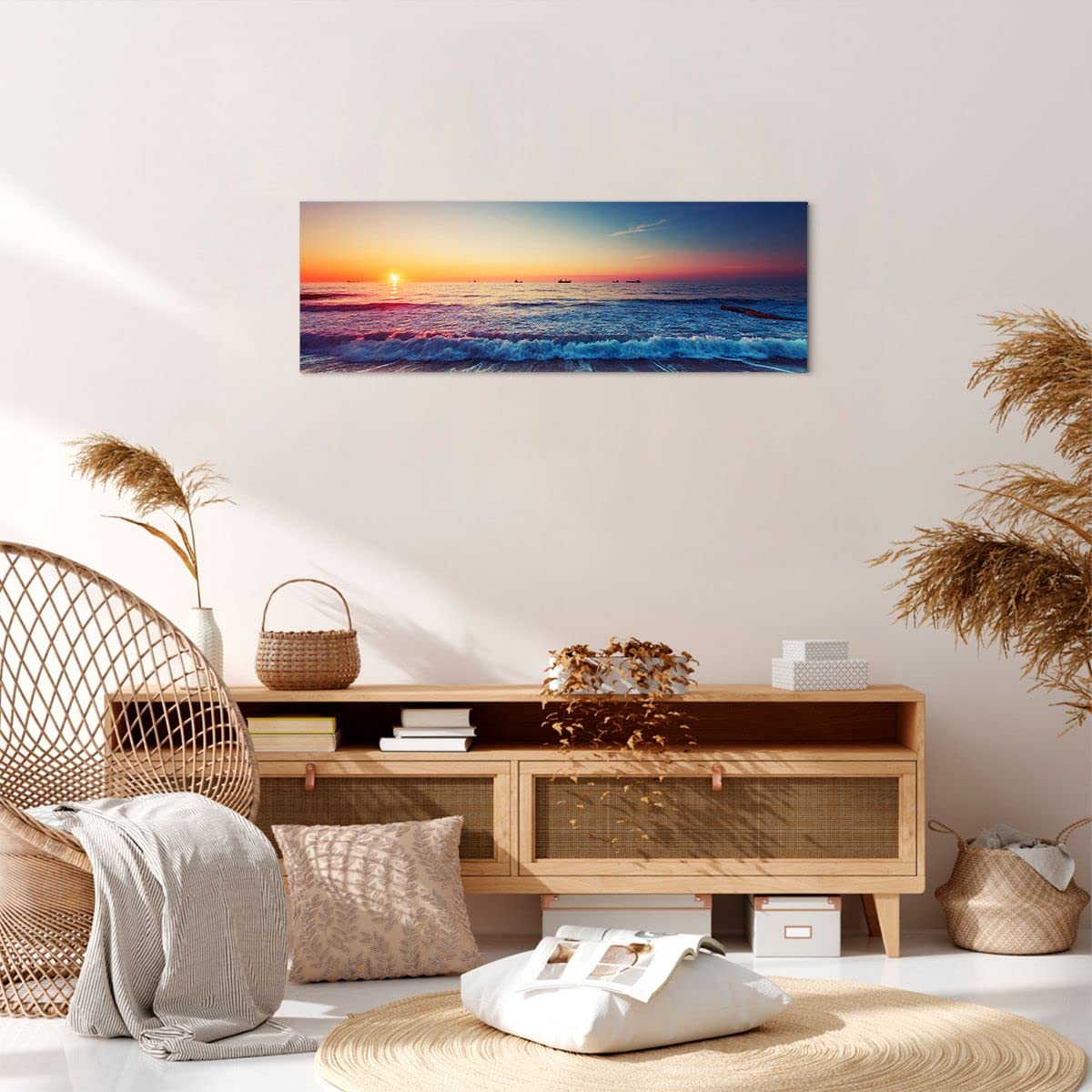 Novart Cuadros Playa Mar Relax - Cuelgue su cuadro al instante - Elegante, no necesita marco - Salón Dormitorio - Beige - N023465a