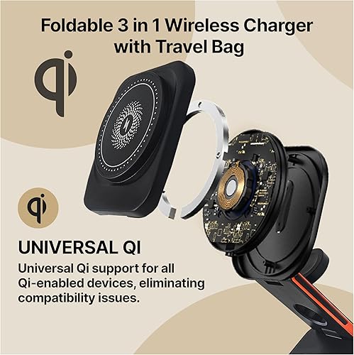 Miniatura 3 de Estación de carga inalámbrica 3 en 1 con bolsa de viaje para múltiples dispositivos, estación de carga rápida para iPhone 1514131211SEXSXR8, luz