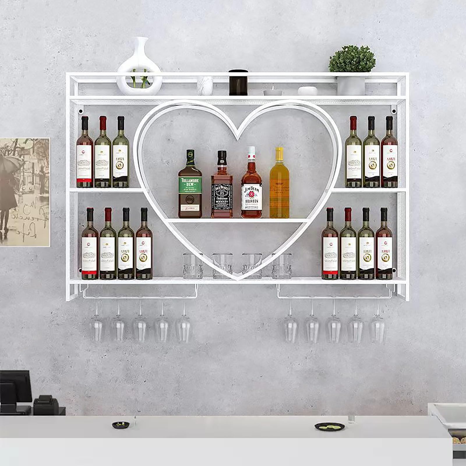 Étagère à liqueur de barre de fer haut de gamme pour bouteilles et verres