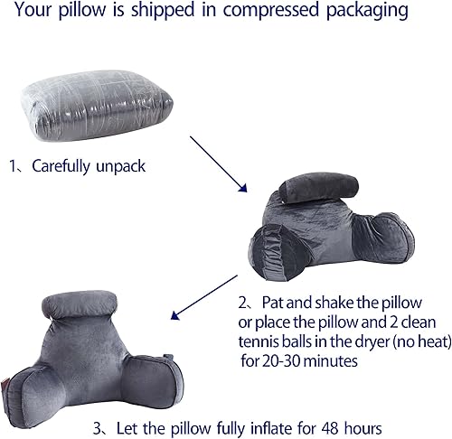 Miniatura 3 de TopJee Almohada de lectura extra grande de apoyo 10X para cama - Almohada de cama con brazos - Almohada de respaldo - Almohada de respaldo para