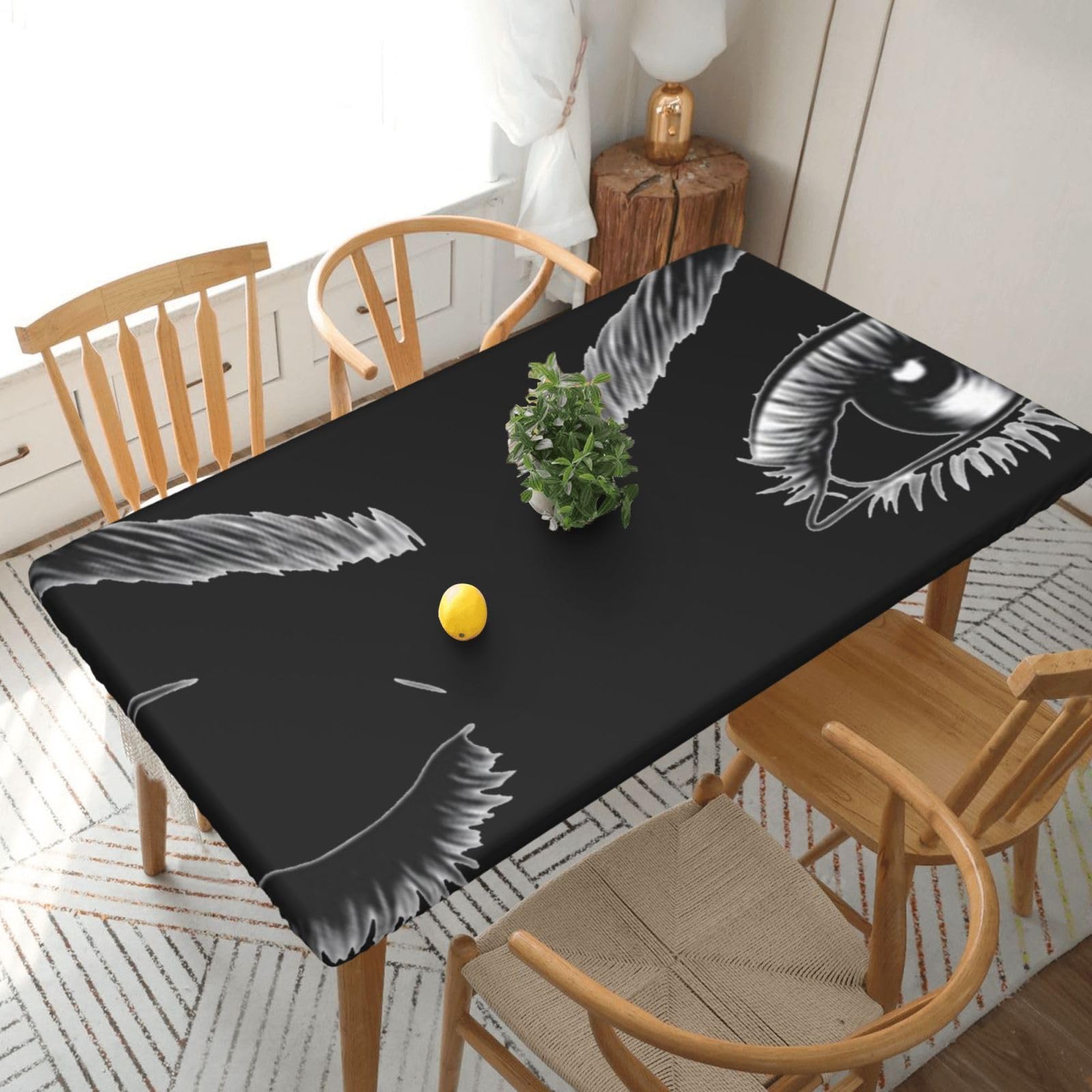 BNVSADC eyelash Printed 5FT Tablecloth Polyester Kitchen Water Resistant Table Cloth Dining Table Decoration Table Covers, 152x76 CM