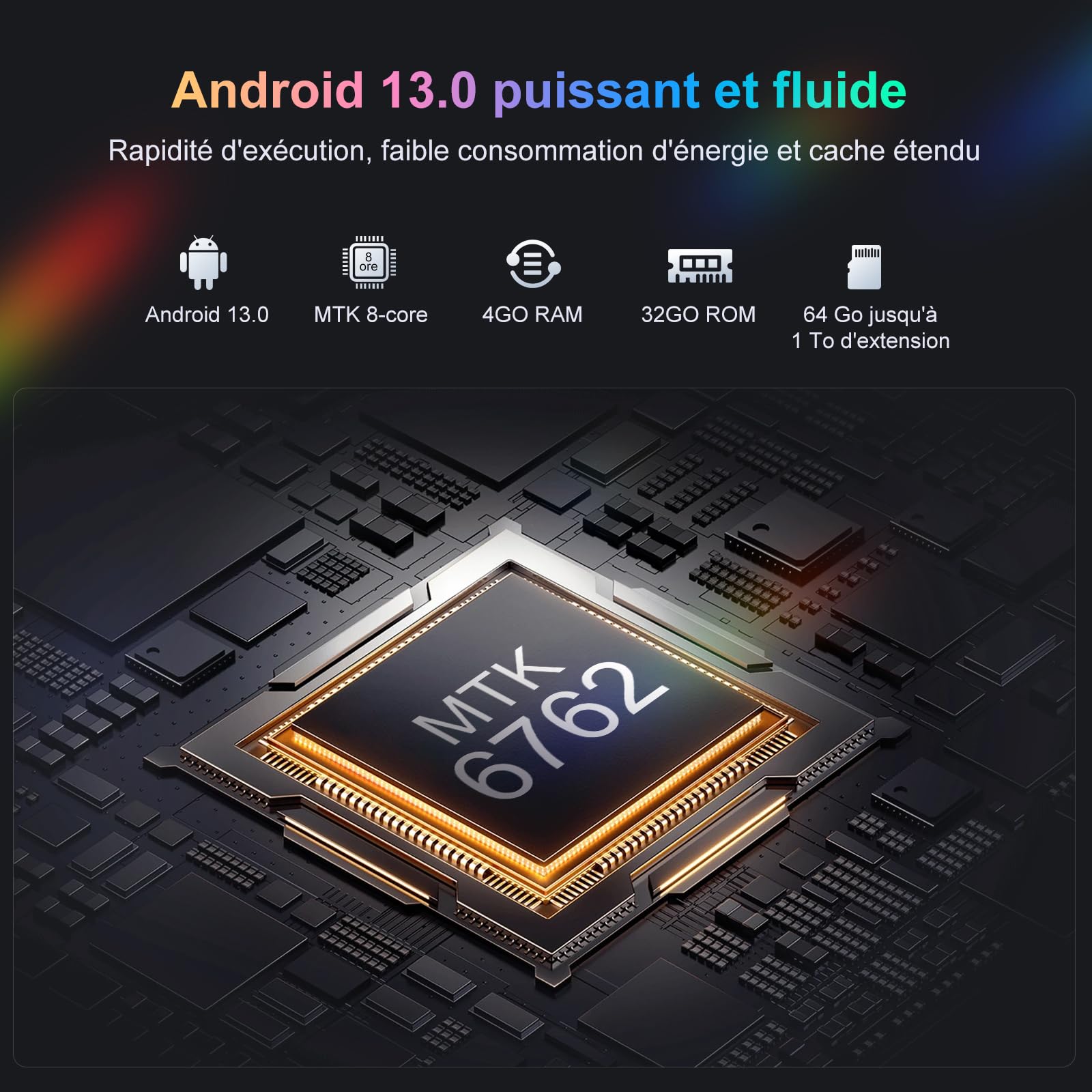 Oilsky 96Go Lecteur MP3 avec WiFi et Bluetooth, écran Tactile de 4,7'' 1280P, Android 13.0, RAM:4 Go, Lecteur MP3 & MP4 avec Spotify, Amazon Music, Play Store (Noir)