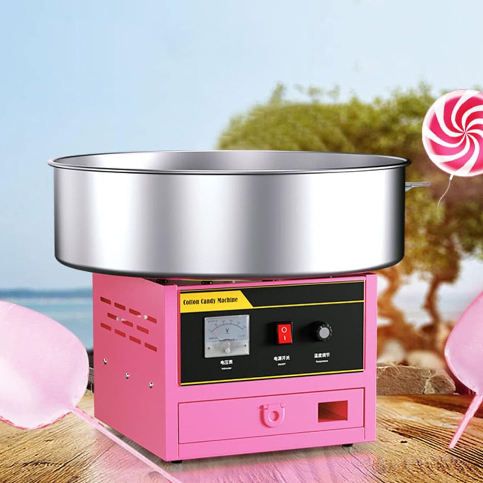 RayGenius MáQuina De AlgodóN De AzúCar EléCtrica 980w MáQuina De AlgodóN De AzúCar para NiñOs, para La Familia Y Diversas Fiestas (Rosa)