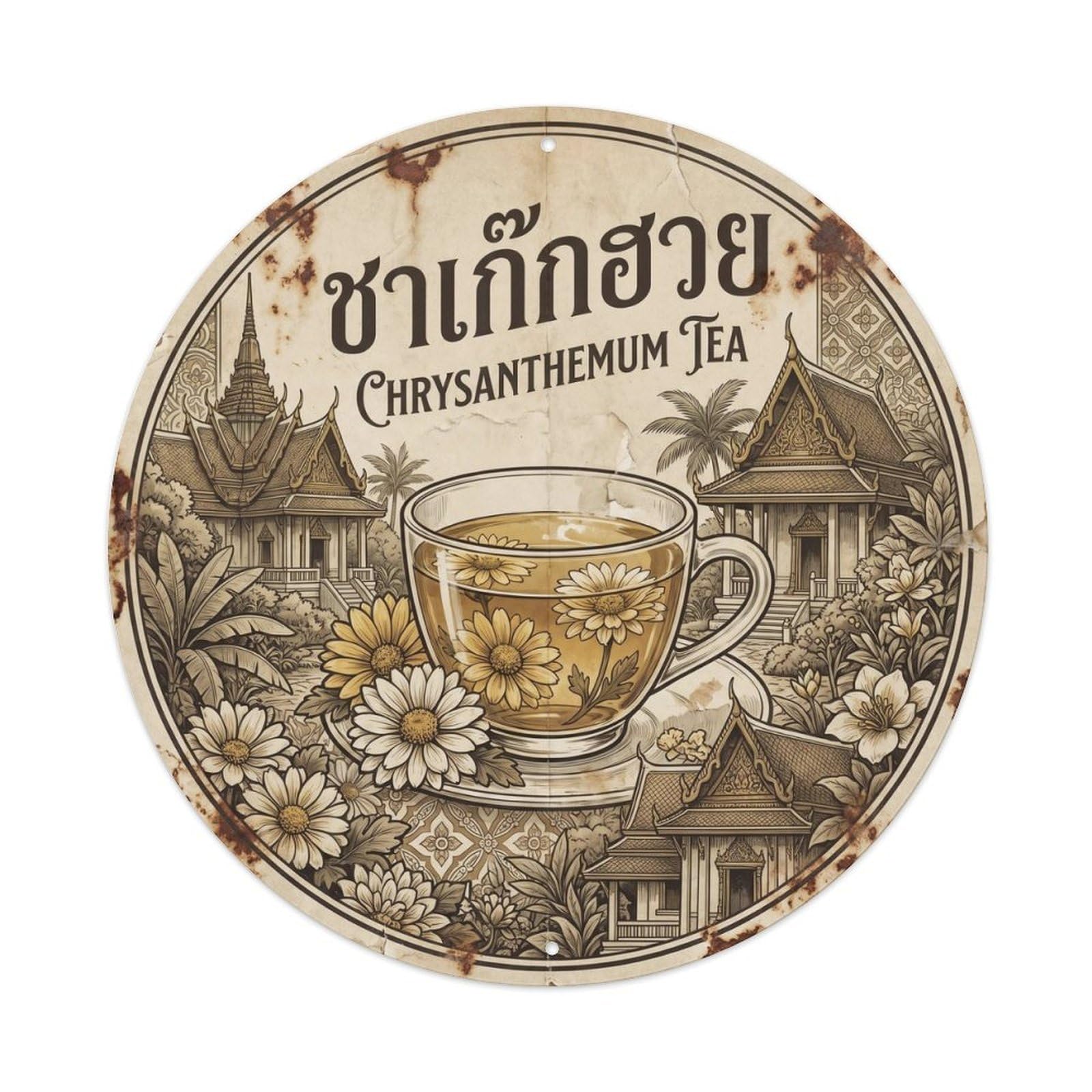 Tea Cup Infusion Southeast Asian Brew Station Retro Metal Tin Sign