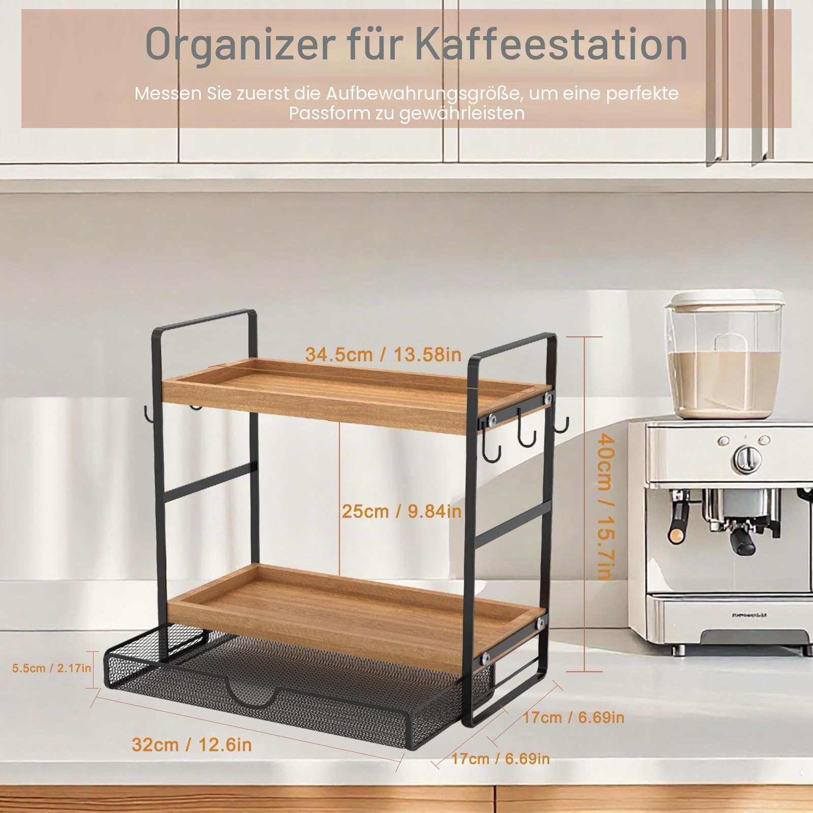 LEMIKKLE Kaffeebar-Zubehör und Kaffeetassenhalter, Küchenorganizer und -aufbewahrung, Gewürzregal-Organizer für Arbeitsplatte, Küche (Schublade)