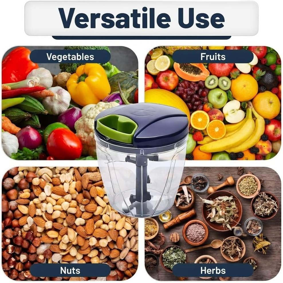 INCITATUS - Manual Garlic Chopper - Pull String Chopper - Manual Food Processor - Vegetable Cutter 30 fl oz - Pull Cord Onion - BPA Free Bowl & Stainless Steel Blades