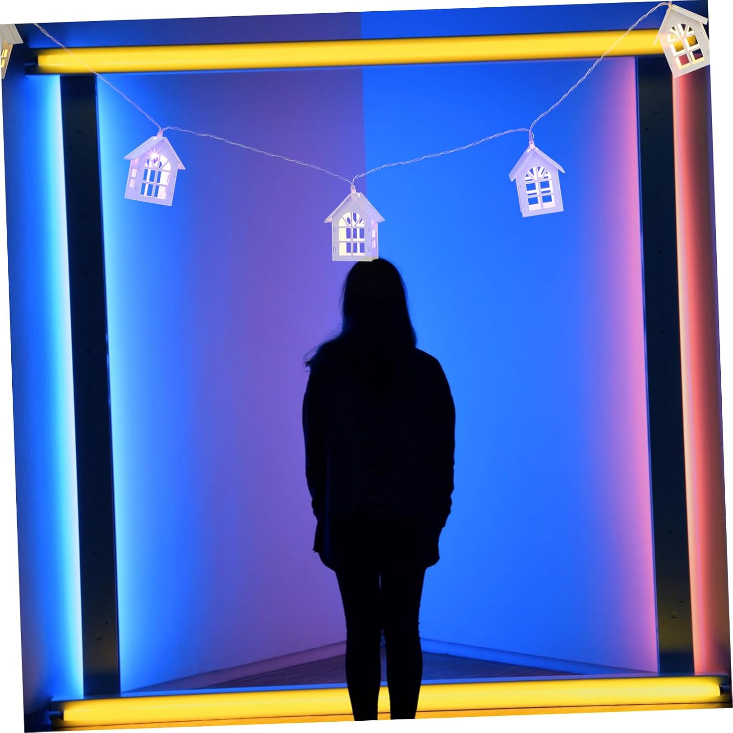 Ciieeo Wooden House String Lights Christmas Decor Novelty Lighting Led Light String for Indoor Bedroom Tree Porch Balcony 39.37 in Lamp image 3
