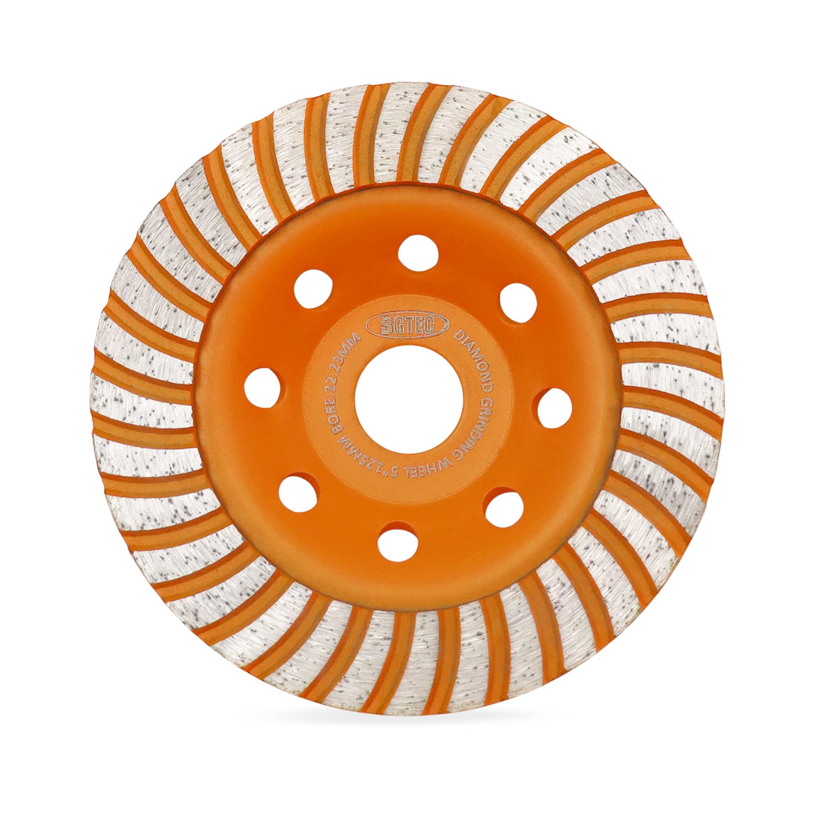 BGTEC Diamant-Schleiftopf für Beton - 125mm Winkelschleifscheibe mit 22.23/15.875mm Unterlegscheibe zum Schleifen von Granit, Marmor, Beton, Ziegel, Mauerwerk