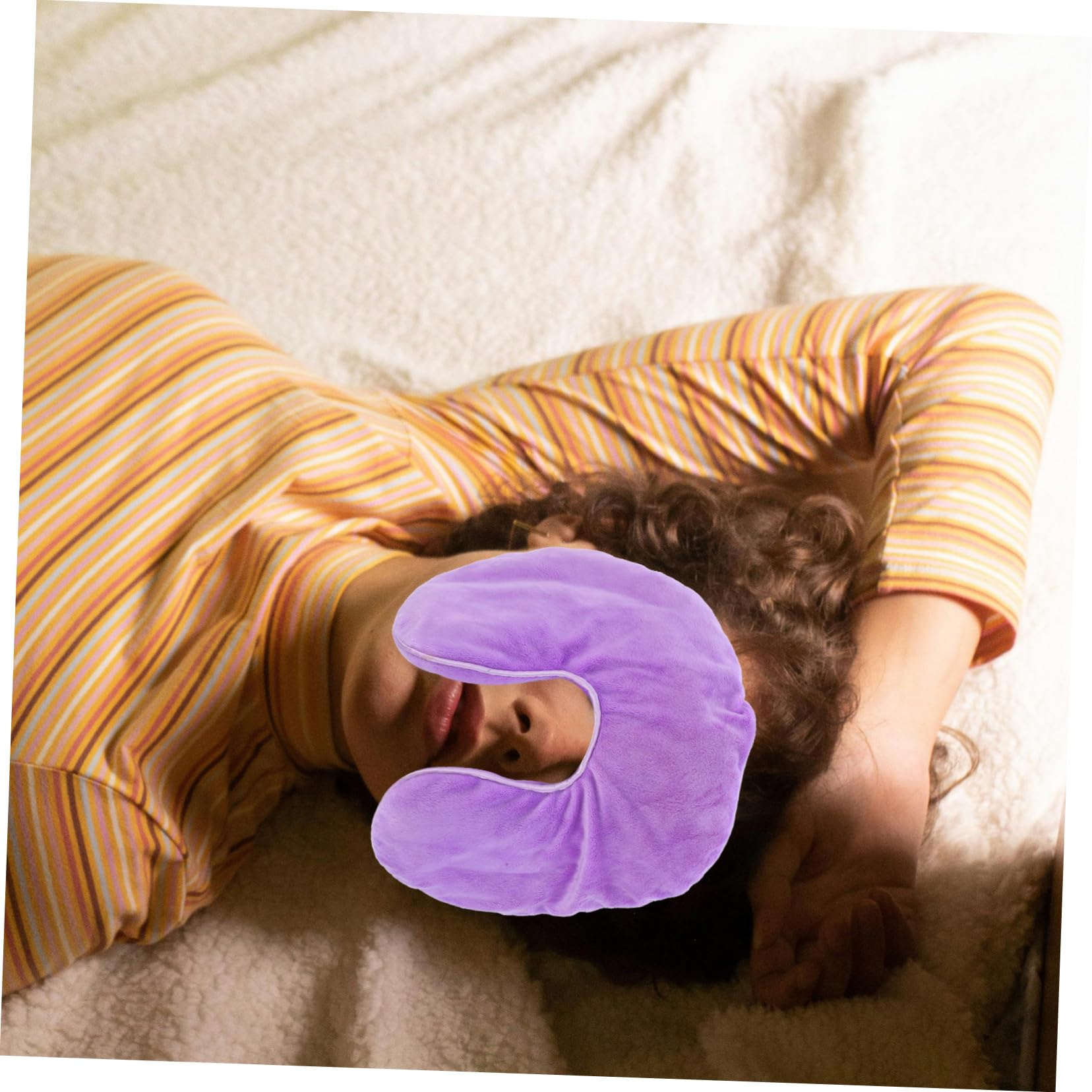 Maschera per Occhi Caldo Freddo Lavanda Perle Minerali | Flanella, per Occhi e Viso, Viaggio e Sonnellini in Ufficio, Design Lilla Elegante