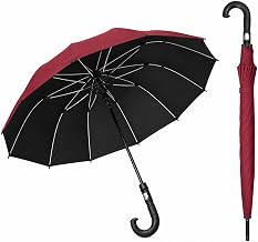 H HANSEL HOME Automatic Long Umbrella, Windproof Curved Handle, Reinforced Rods, Waterproof and Durable, Large Umbrella for Men and Women