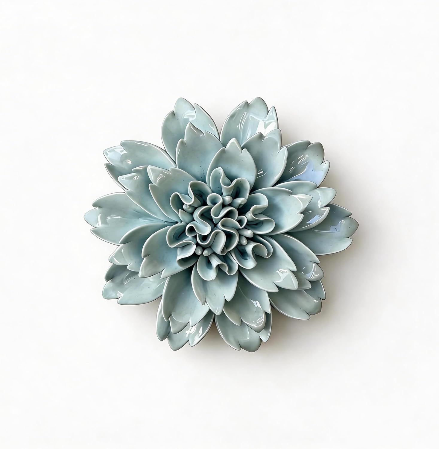 CEUYGT Ceramic Flowers 3D Wall Art Decor Handmade 3D Wall Art Hanging Sculpture for Living Room Bedroom Blue Peony 4.72"