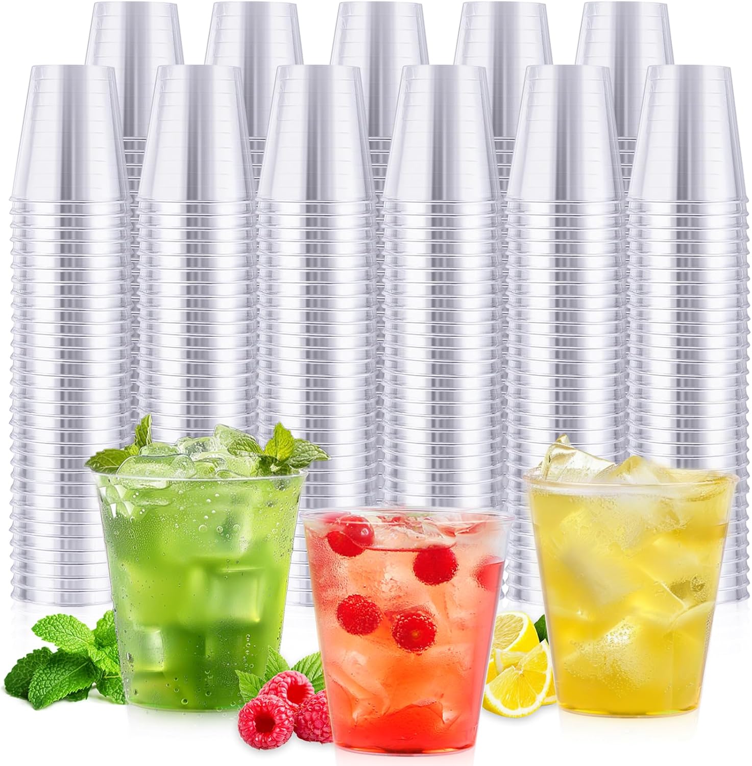 500 Pack Plastic Shot Glasses, 1.5 oz Disposable Cups, Clear Disposable Hard Cup, Small Sample Cup, Mini Plastic Shot Cups Bulk for Wine Tasting Whiskey Sauce Food Samples