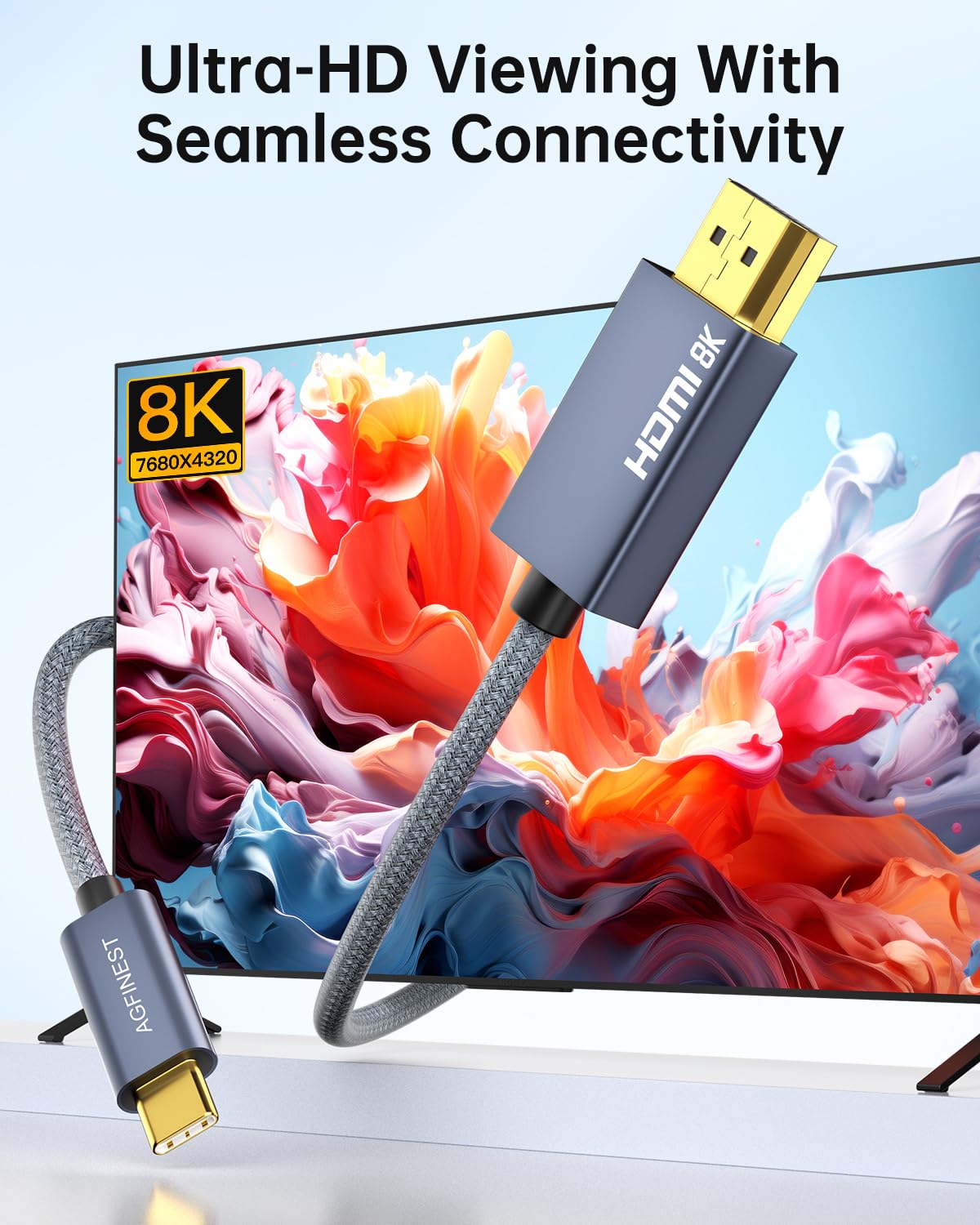 Aazon.co: TECHTOBOX USB C To HDI 2.1 Cable [8K@60Hz,4K@120Hz,2K@144Hz] 6Ft Type C To HDI 8K - View #2