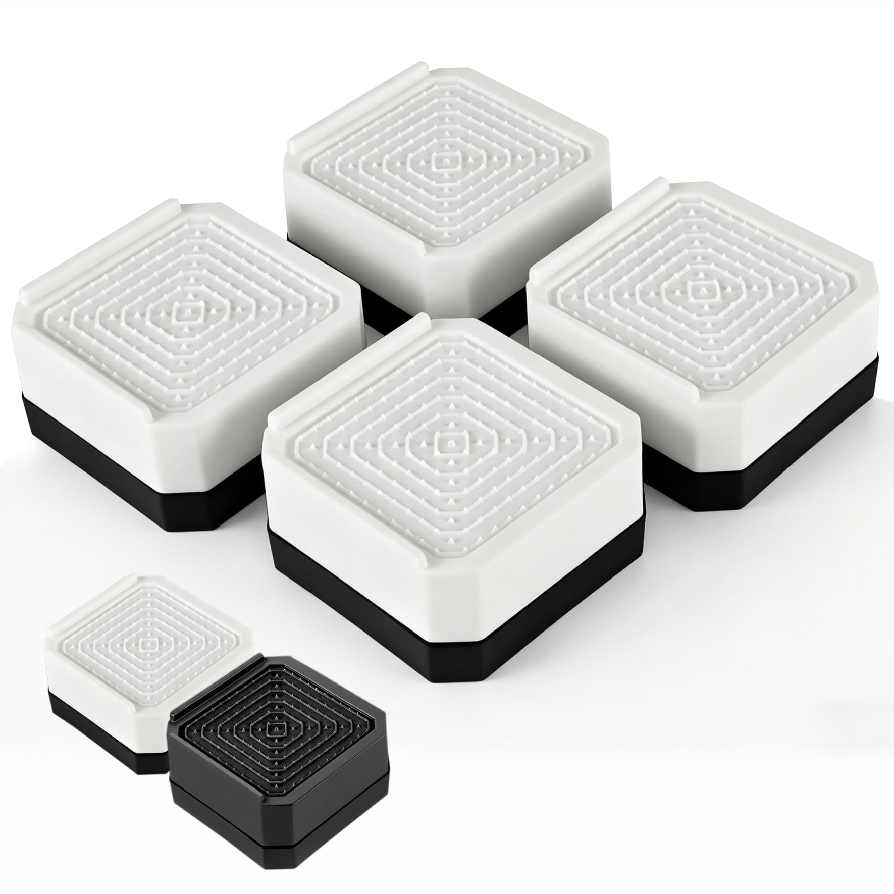 MixDora Bed Risers 1.5 or 3 or 4.3 Inch Stackable Furniture Risers Adjustable L-Shape Chair Raisers for Sofas Couches Table Set of 4 Pack White(1 Layer(1.5 Inch))
