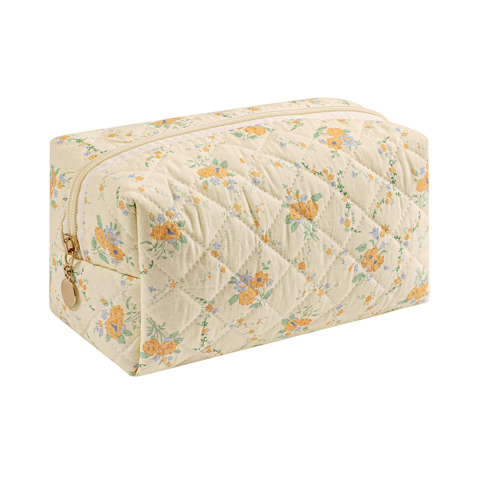 HHQQWZ Makeup Bag Travel Cosmetic Bag for Women Girls, Zipper Make Up Pouch, Floral Flowers Toiletry Organizer Makeup, Portable Storage Bag, Cosmetic