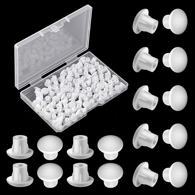 Jetec 100 Pieces 3/16" Plastic Hole Plugs Round Button